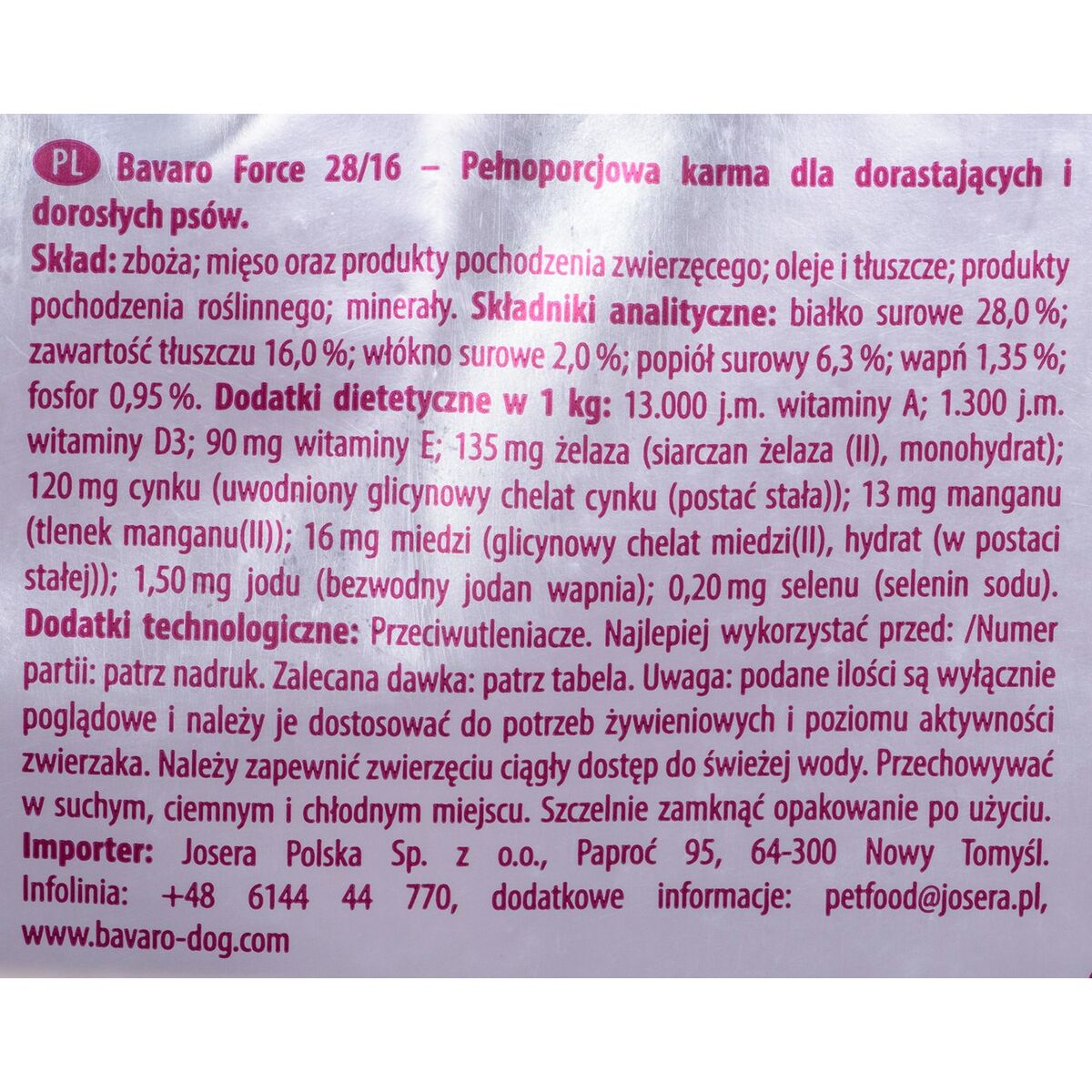 Nutreț Josera Force Adult Pui Carne 18 kg